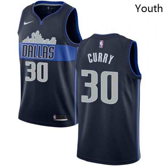 Youth Nike Dallas Mavericks 30 Seth Curry Authentic Navy Blue NBA Jersey Statement Edition